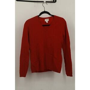 Charter Club Women's 2-Ply 100% Cashmere Sweater V-Neck Long Sleeve Size M Red